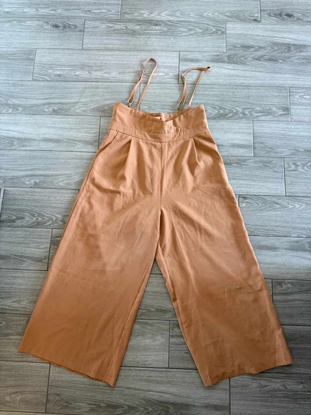 Style Rack|Rust-Brown Wide-Leg Jumpsuit with Spaghetti Straps,overalls•••LARGE - Picture 2 of 10